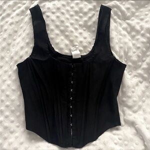 Windsor black hook and eye crop corset top
